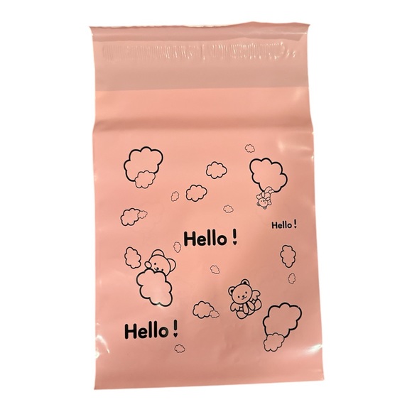 30 Count Pink “Hello” Bear & Cloud Poly Mailers – 6" x 9" - Picture 5 of 6
